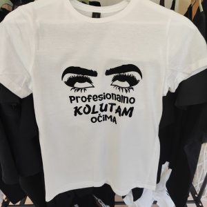 majica “profesionalno kolutam očima” – personalizirana boja teksta